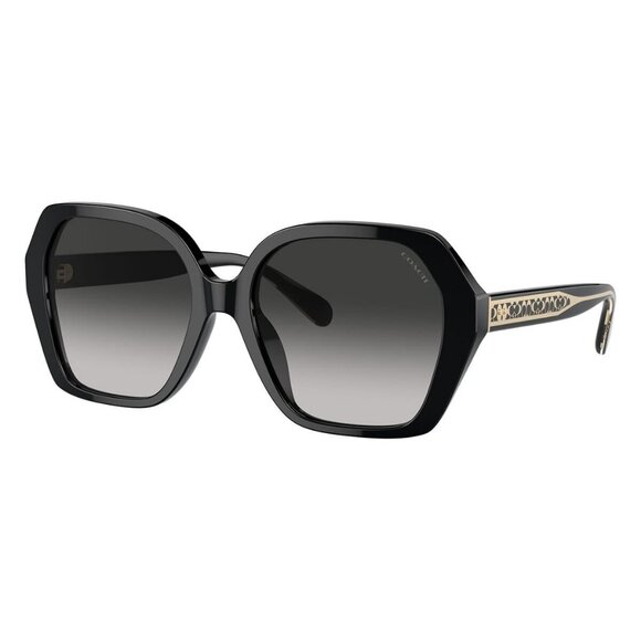 New COACH CR615 Black Square HC8404U 5002/3C Sunglasses Women - Picture 1 of 6